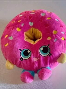 Shopkins Pink Donut Plush with Teal Eyes and Yellow Accents